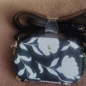 Kate Spade Black and White Floral Crossbody Bag